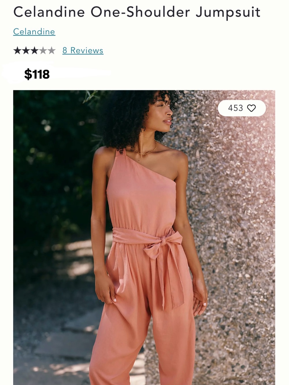 Anthropologie Celandine One-Shoulder Jumpsuit in Dusty Rose
